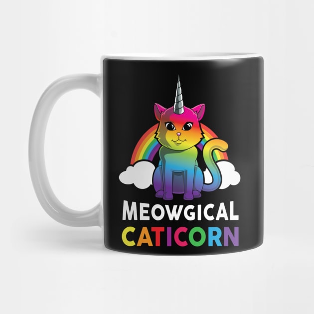 Caticorn Rainbow T shirt Meowgical Cat Unicorn Kittycorn by amitsurti